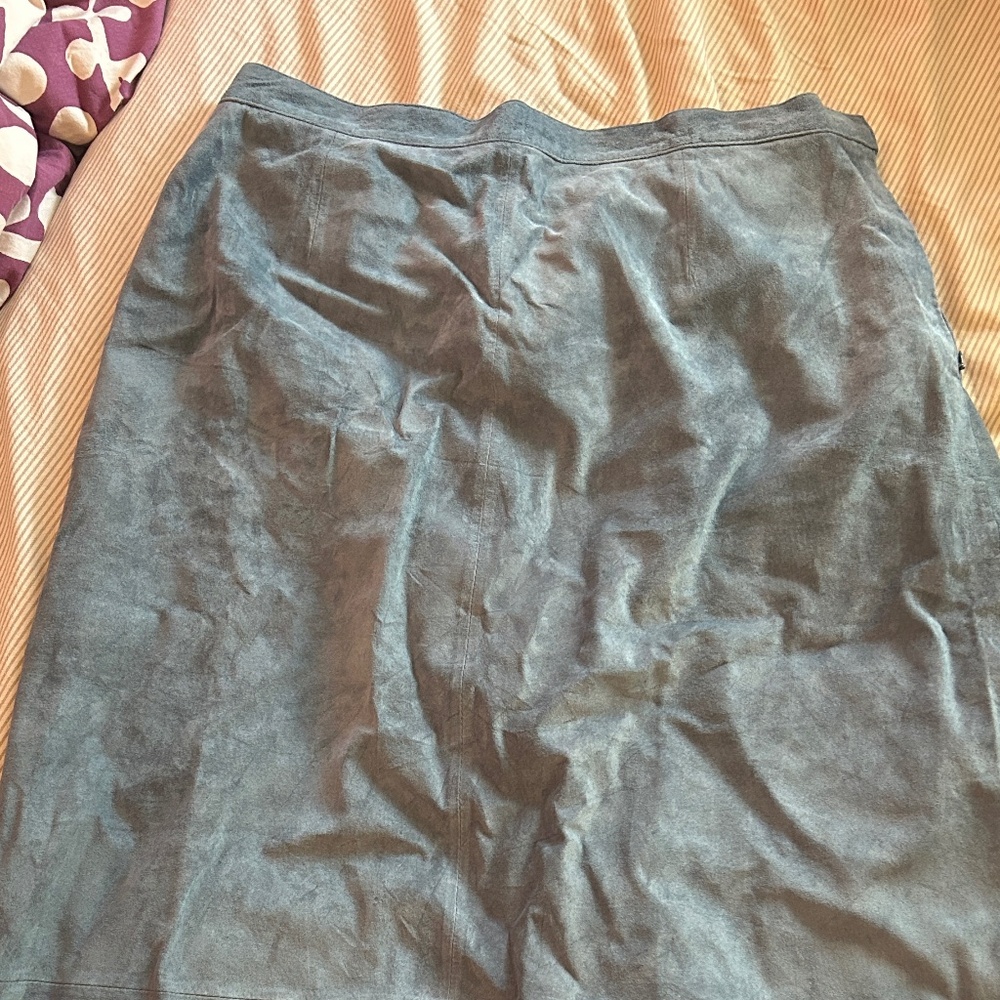 VINTAGE Suede - Blue Leather Maxi Skirt